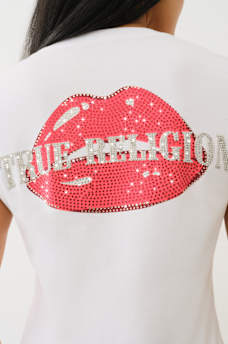 CRYSTAL OUTLINE V NECK TEE, image 1