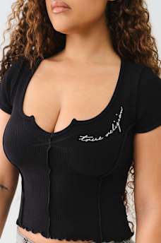 LETTUCE EDGE V NOTCH BABY TEE, image 1