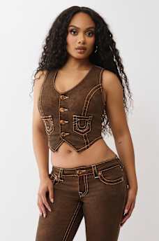 CHALECO DE MEZCLILLA CON CUELLO REDONDO, image 2