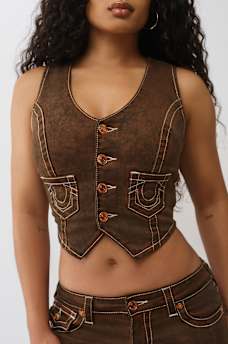 CHALECO DE MEZCLILLA CON CUELLO REDONDO, image 1