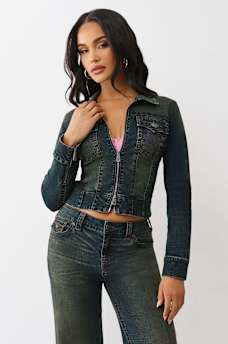 SLIM ZIP UP DENIM JACKET, image 2