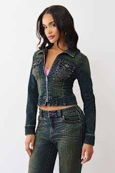 SLIM ZIP UP DENIM JACKET, image 4