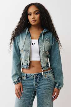 SUDADERA CON CAPUCHA Y CIERRE BIG T DE MEZCLILLA, image 2