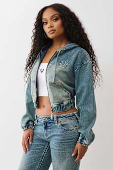 SUDADERA CON CAPUCHA Y CIERRE BIG T DE MEZCLILLA, image 4