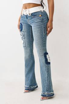 JOEY MID RISE RIP REPAIR BIG T FLARE JEAN, image 4