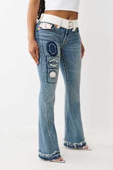 JOEY MID RISE RIP REPAIR BIG T FLARE JEAN, image 5