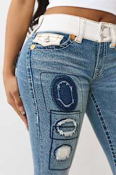 JOEY MID RISE RIP REPAIR BIG T FLARE JEAN, image 7