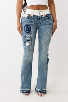 JOEY MID RISE RIP REPAIR BIG T FLARE JEAN, image 1