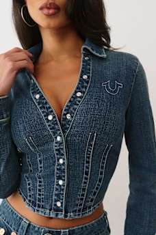 SNATCHED DENIM LONG SLEEVE SHIRT, image 1