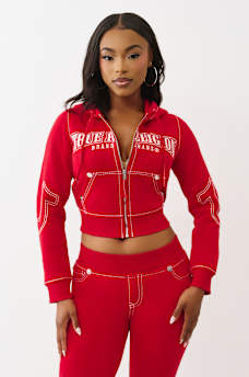 SHRUNKEN BIG T ZIP HOODIE, image 1