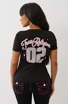 CRYSTAL SPORTY V NECK TEE, image 5