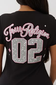 CRYSTAL SPORTY V NECK TEE, image 1