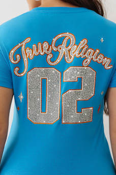 CRYSTAL SPORTY V NECK TEE, image 3