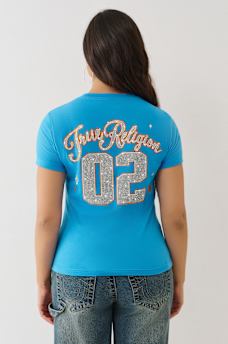 CRYSTAL SPORTY V NECK TEE, image 7