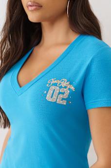 CRYSTAL SPORTY V NECK TEE, image 8