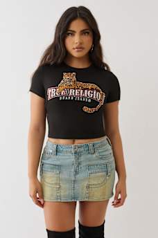 CRYSTAL LEOPARD LOGO BABY TEE, image 2