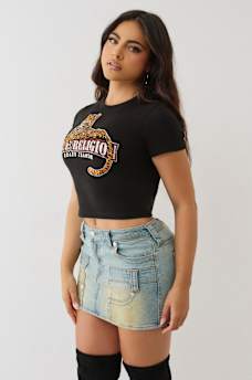 CRYSTAL LEOPARD LOGO BABY TEE, image 4