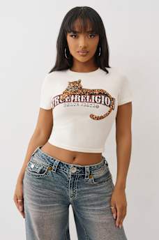 CRYSTAL LEOPARD LOGO BABY TEE, image 2
