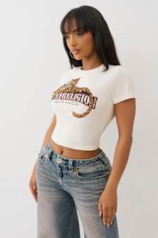 CRYSTAL LEOPARD LOGO BABY TEE, image 3