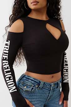 RIBBED CUTOUT LONG SLEEVE TOP, image 2