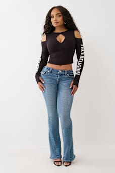 RIBBED CUTOUT LONG SLEEVE TOP, image 3