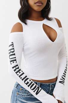 RIBBED CUTOUT LONG SLEEVE TOP, image 5