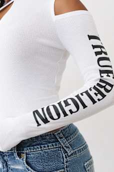 RIBBED CUTOUT LONG SLEEVE TOP, image 6