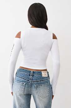 RIBBED CUTOUT LONG SLEEVE TOP, image 7