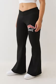  CRYSTAL V WAISTBAND FLARED SWEAT PANT, image 3