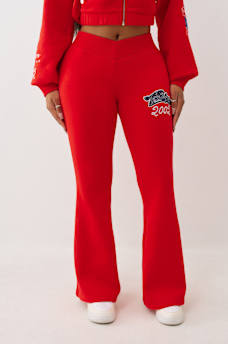  CRYSTAL V WAISTBAND FLARED SWEAT PANT, image 4