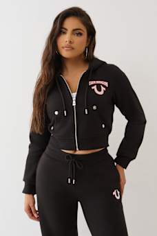 EMBROIDERED SHRUNKEN ZIP HOODIE, image 2