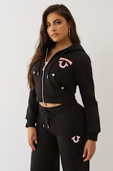 EMBROIDERED SHRUNKEN ZIP HOODIE, image 4