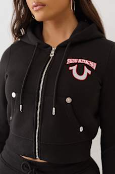 EMBROIDERED SHRUNKEN ZIP HOODIE, image 6