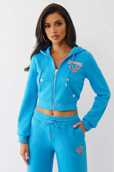 EMBROIDERED SHRUNKEN ZIP HOODIE, image 2