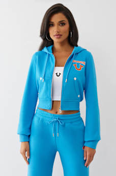 EMBROIDERED SHRUNKEN ZIP HOODIE, image 4