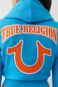 EMBROIDERED SHRUNKEN ZIP HOODIE, image 1
