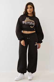 CRYSTAL LEOPARD RUCHED LONG SLEEVE PULLOVER, image 3