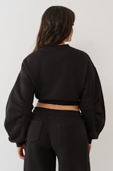 CRYSTAL LEOPARD RUCHED LONG SLEEVE PULLOVER, image 5