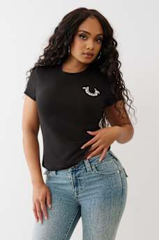 CRYSTAL HORSESHOE CREW TEE, image 2