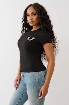 CRYSTAL HORSESHOE CREW TEE, image 3
