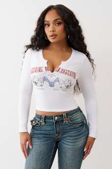 BUDDHA V NOTCH RIBBED LONG SLEEVE TEE, image 2