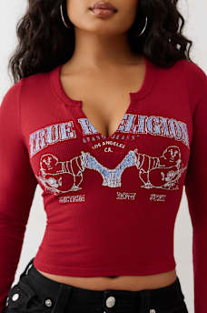 BUDDHA V NOTCH RIBBED LONG SLEEVE TEE, image 1