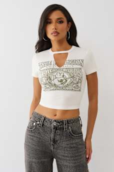 CRYSTAL BUDDHA KEYHOLE BABY TEE, image 2