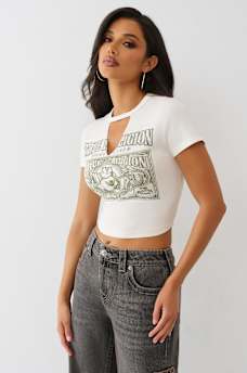 CRYSTAL BUDDHA KEYHOLE BABY TEE, image 4