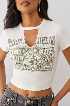 CRYSTAL BUDDHA KEYHOLE BABY TEE, image 1