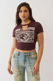 CRYSTAL BUDDHA KEYHOLE BABY TEE, image 2