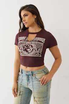 CRYSTAL BUDDHA KEYHOLE BABY TEE, image 4