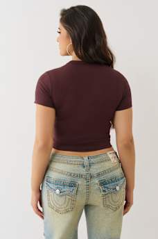 CRYSTAL BUDDHA KEYHOLE BABY TEE, image 5