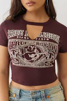 CRYSTAL BUDDHA KEYHOLE BABY TEE, image 1