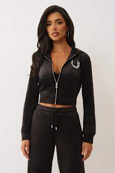 CRYSTAL HORSESHOE VELOUR ZIP HOODIE, image 2